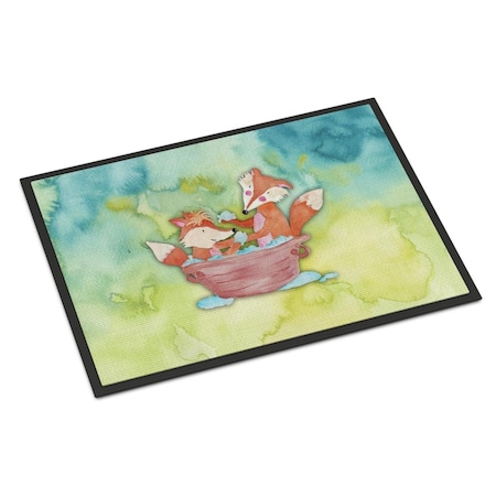 Carolines Treasures 24 x 36 in. Foxes Bathing Watercolor Indoor or Outdoor Mat BB7350JMAT